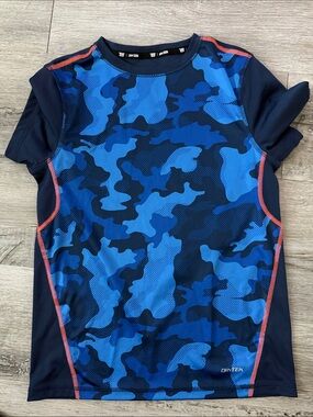 Tek Gear Blue Camo Short Sleeve Kids Performance Tee